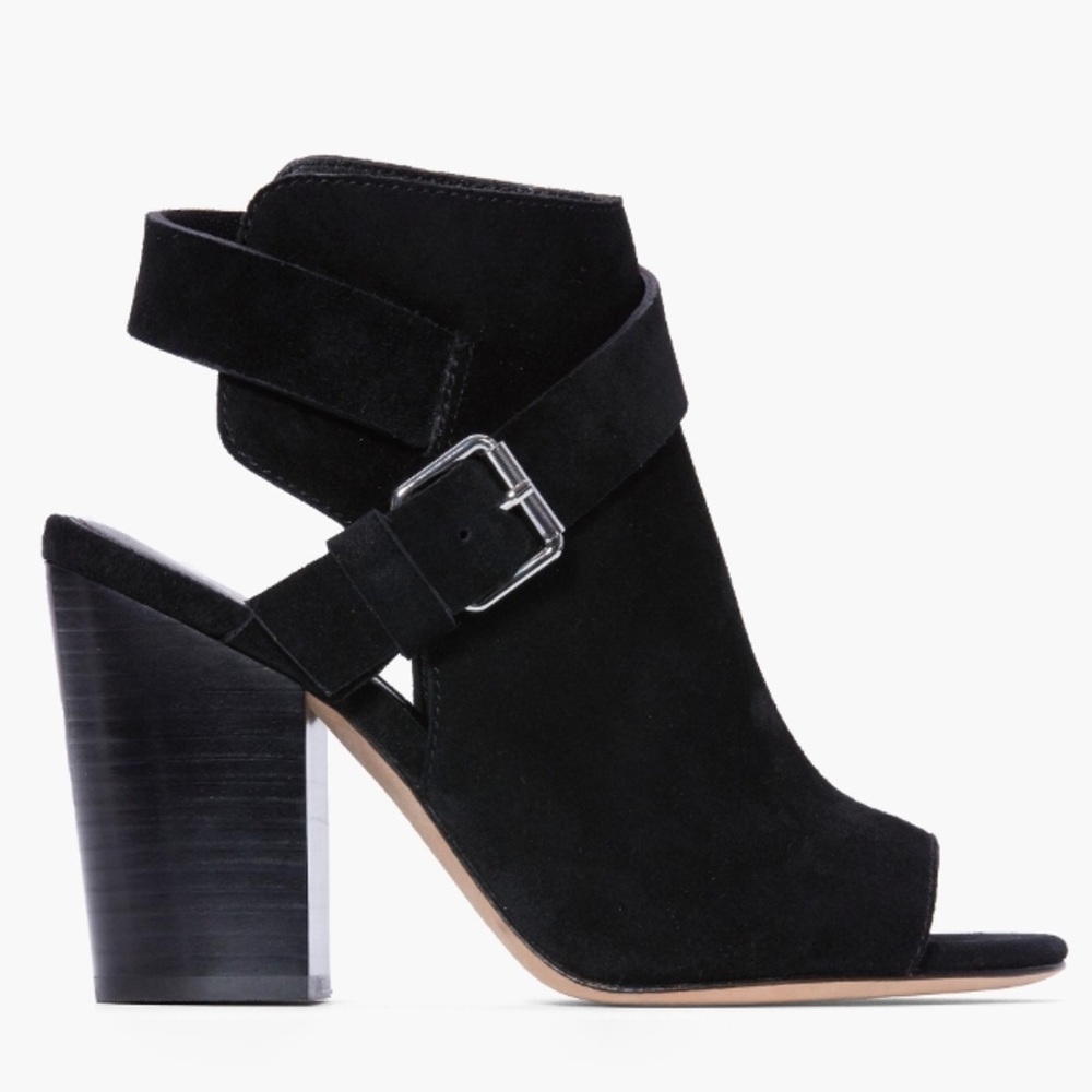 PAIGE Black Heeled Boots with Suede Finish EUC